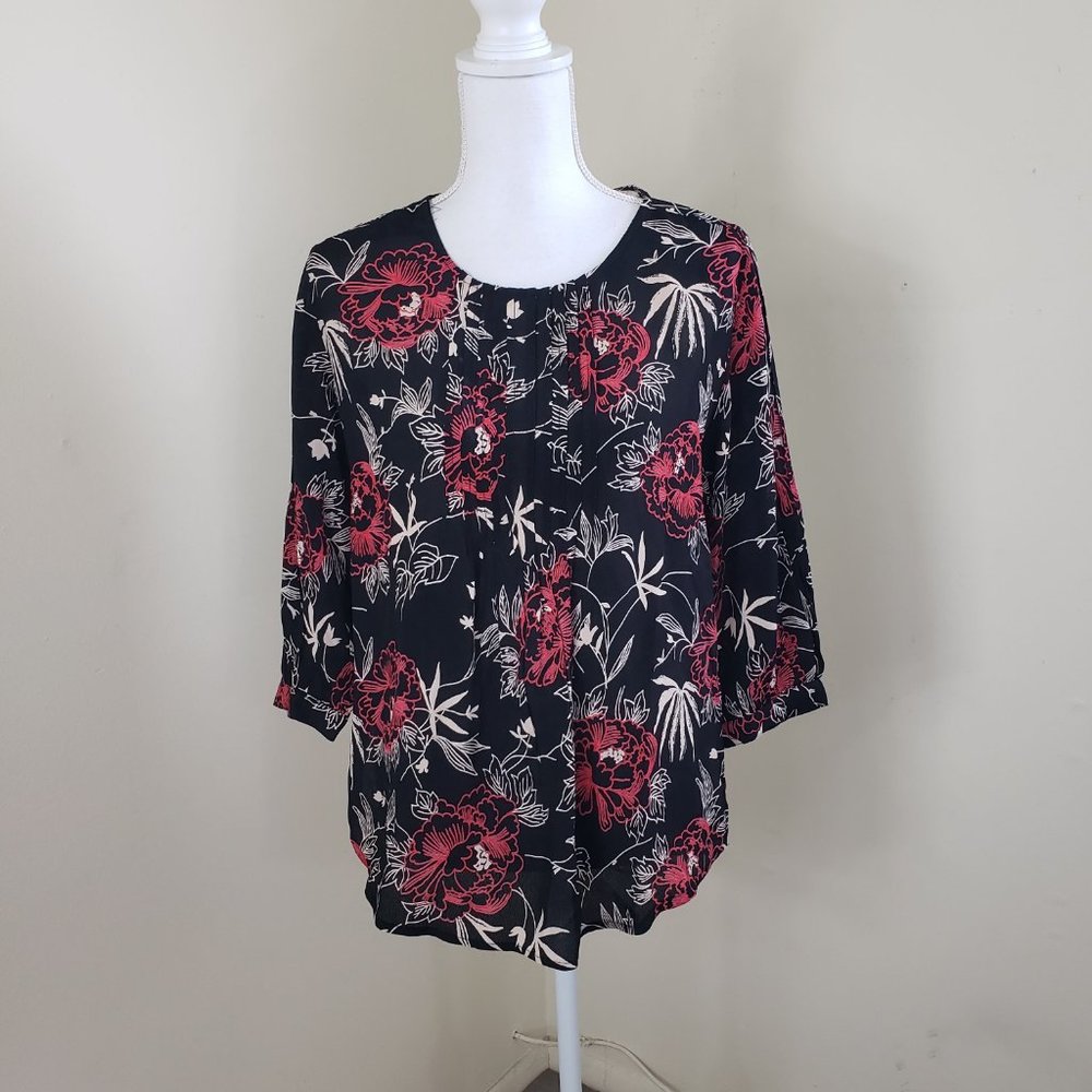 Deby Debo Saphir Floral Print Blouse Black Size Small - Picture 13 of 13